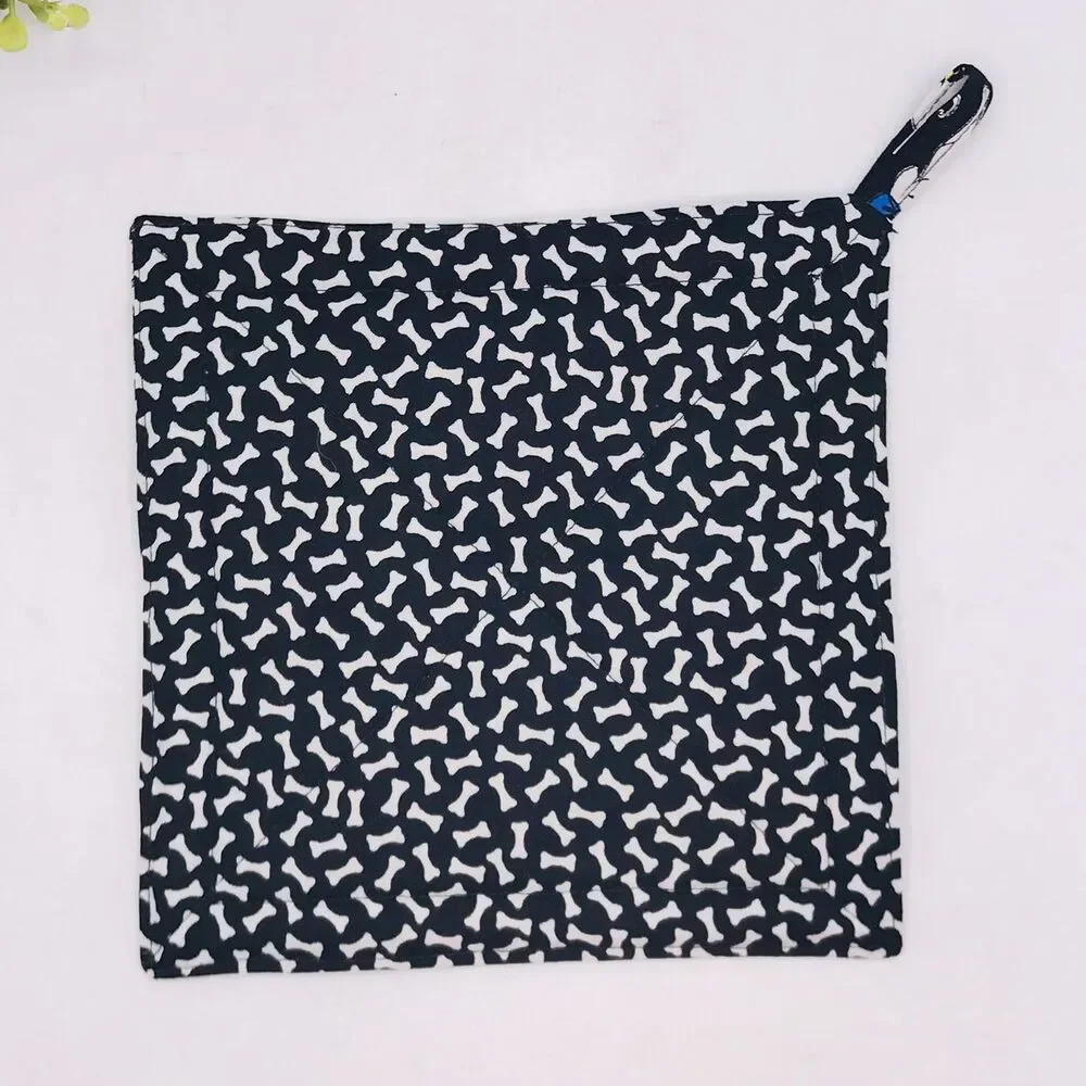 2 Square Potholders, Dog Print Cottage Core Kitchen 7x7 Inches